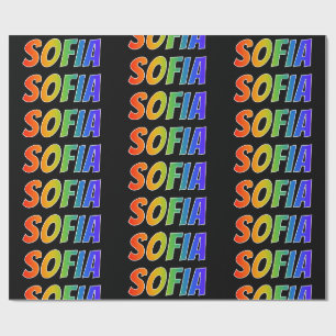 Papier Cadeau Prénom arc-en-ciel "SOFIA"; Amusant et coloré