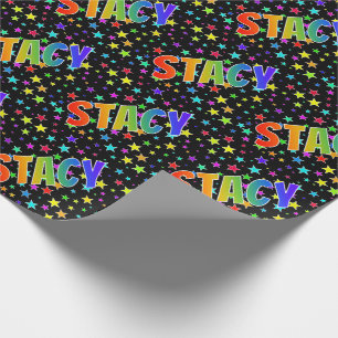 Papier Cadeau Prénom arc-en-ciel "STACY" + Stars