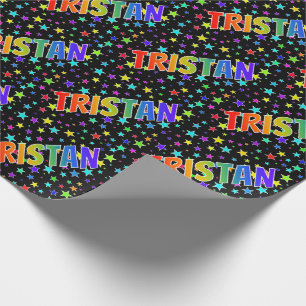 Papier Cadeau Prénom arc-en-ciel "TRISTAN" + Stars