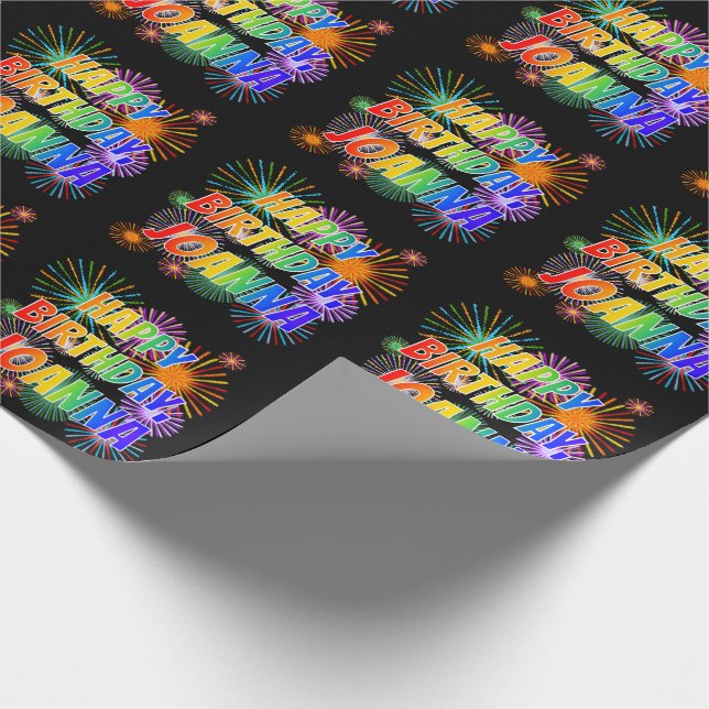 Papier Cadeau Prénom "JOANNA", Amusant "HEUREUX ANNIVERSAIRE" (Coin)