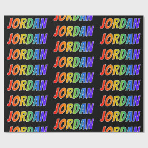 Papier Cadeau Prénom "JORDANIE" d'arc-en-ciel ; Amusement et