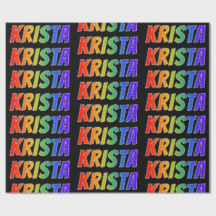 Papier Cadeau Prénom "KRISTA" d'arc-en-ciel ; Amusement et