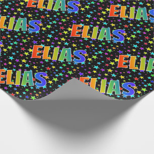Papier Cadeau Prénom Rainbow "ELIAS" + Stars