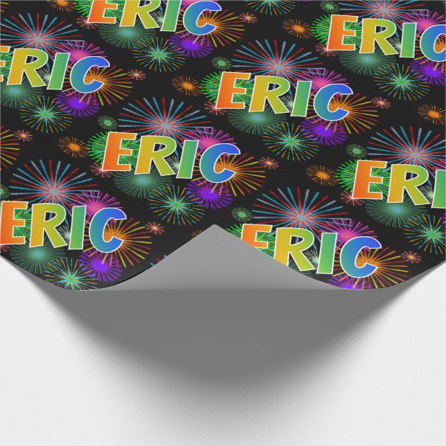 Papier Cadeau Prénom Rainbow "ERIC" + Fireworks (Coin)