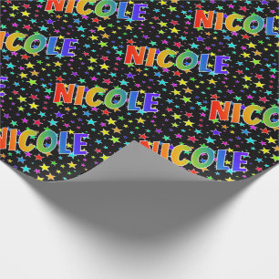 Papier Cadeau Prénom Rainbow "NICOLE" + Stars