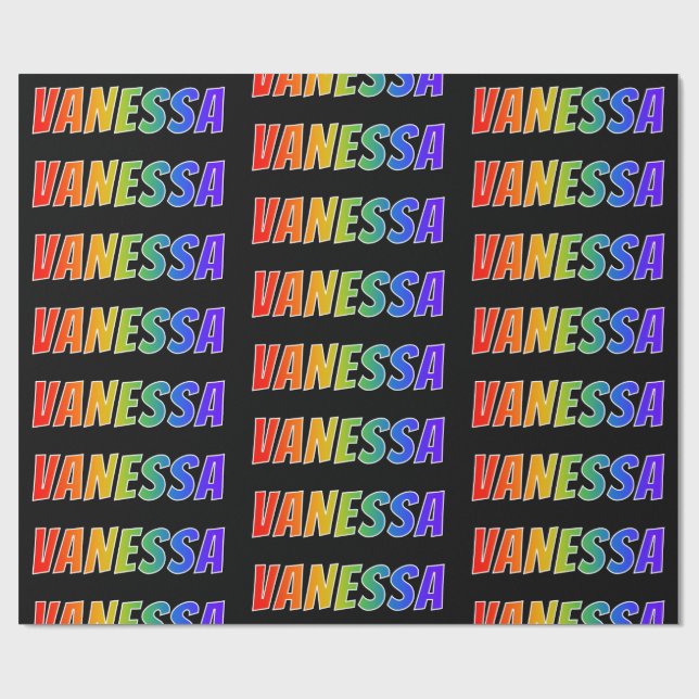 Papier Cadeau Prénom "VANESSA" d'arc-en-ciel ; Amusement et (Plat)