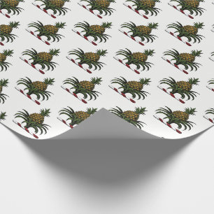 Papier Cadeau Préppy Heraldic Crest couleur ananas RWT