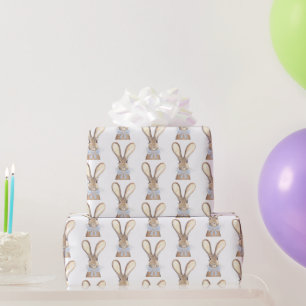 Papier Cadeau Preppy Little Blue Bow Baby shower garçon lapin