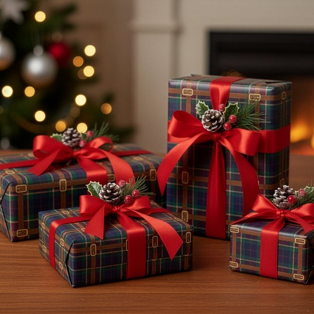Papier Cadeau Preppy Lux Christmas Plaid (Créateur téléchargé)