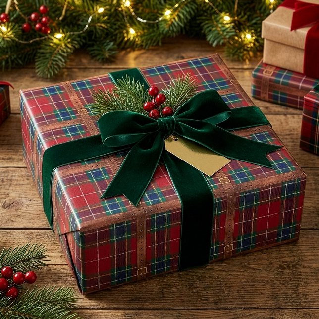 Papier Cadeau Preppy Lux Christmas Plaid II (Créateur téléchargé)