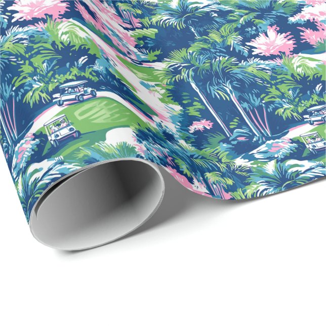 Papier Cadeau Preppy Palm Beach Golf (Coin rond)