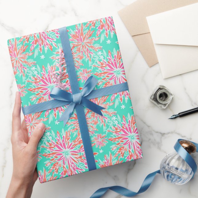 Papier Cadeau Preppy Palm Beach Motif de fleurs tropicales (Cadeaux)