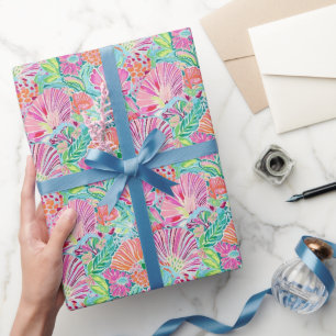 Papier Cadeau Preppy Palm Beach Ocean Shells Motif