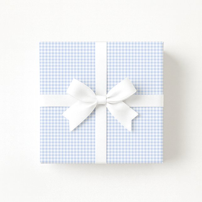 Papier Cadeau Preppy Pastel blue Gingham Wrapping Paper (Créateur téléchargé)