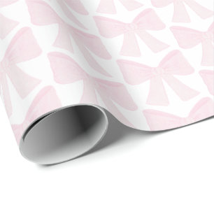Papier Cadeau Preppy Pink Bow Grandmillennial Premier anniversai