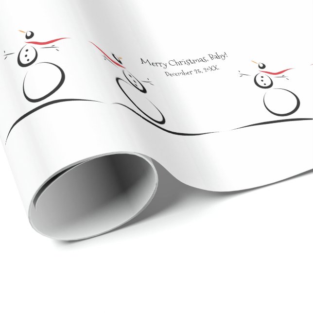 Papier Cadeau PRÉSENTATION DES NEIGES DE JEUNER Noël du bébé (Coin rond)
