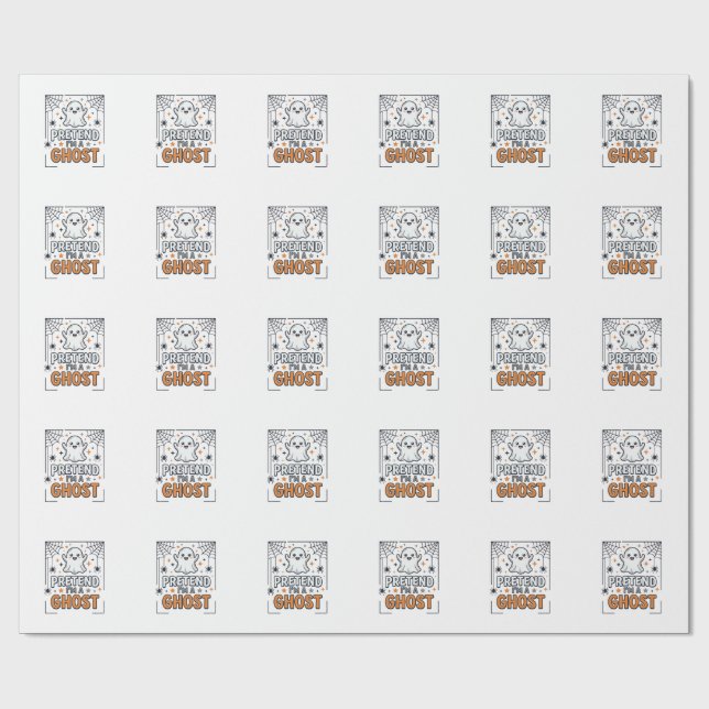 Papier Cadeau Prétendez que je suis un fantôme Halloween mignon (Plat)