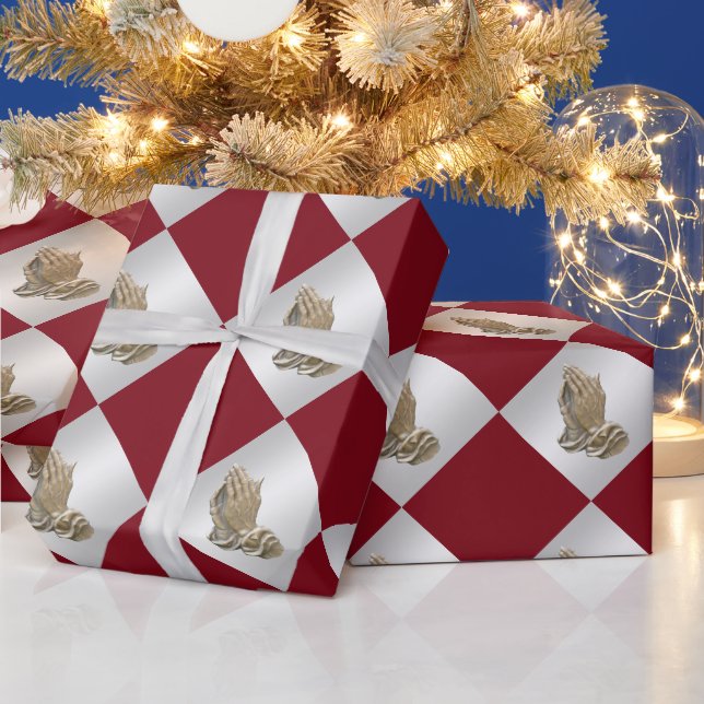 Papier Cadeau Prêter main faux marron d'argent religieux (Vacances)