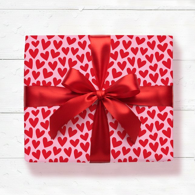 Papier Cadeau Pretty Love Heart Pattern Pink Red Valentine (Créateur téléchargé)