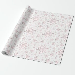 Papier Cadeau Pretty rose Flammes de neige de Noël en hiver blan