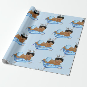 Papier Cadeau Prince Royal Baby Blue & Silver Coussin Boy