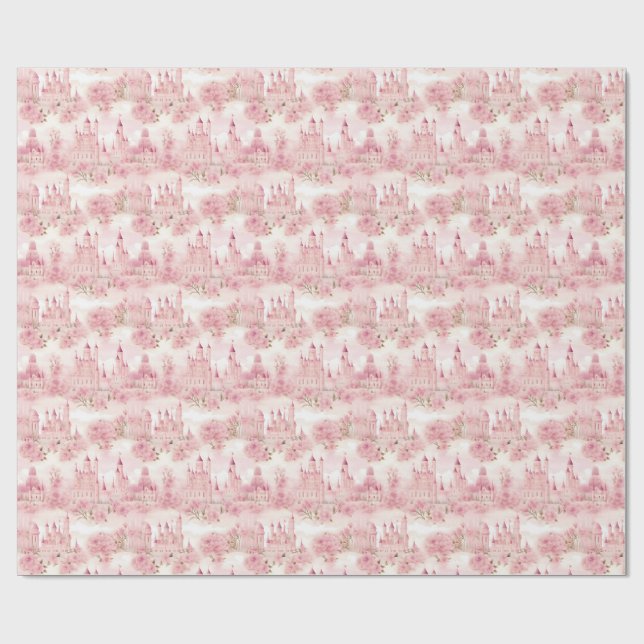 Papier Cadeau Princess Castle Motif sans surveillance (Plat)
