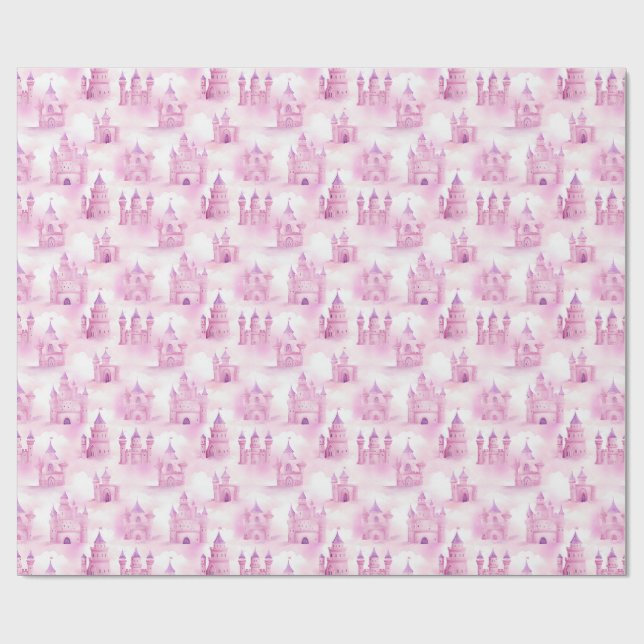 Papier Cadeau Princess Castle Motif sans surveillance (Plat)