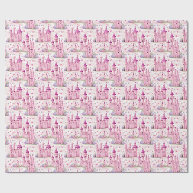Papier Cadeau Princess Castle Motif sans surveillance (Plat)
