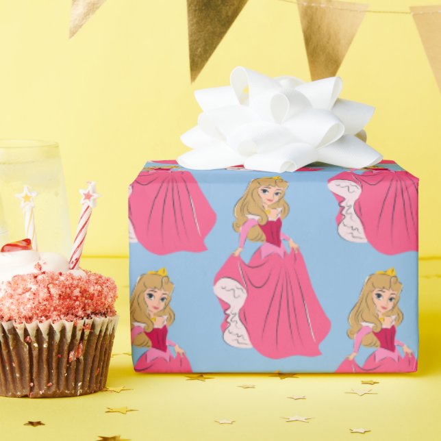 Papier Cadeau Princesse Aurora Plutôt en rose (Fête d'anniversaire)