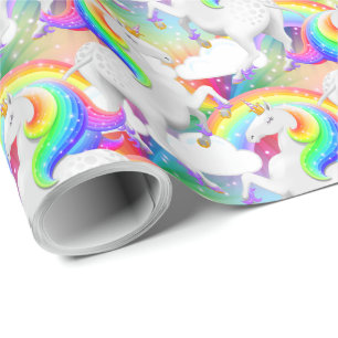 Papier Cadeau Princesse de la forêt Rainbow Starburst Unicorn