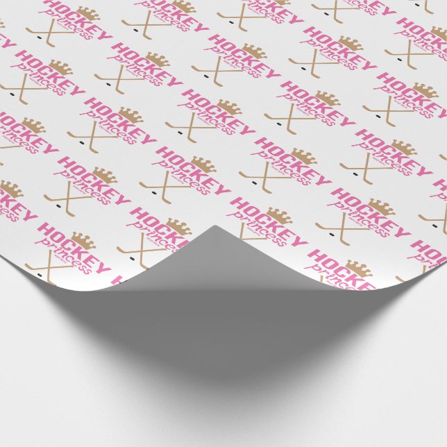 Papier Cadeau Princesse rose pâle d'hockey de filles (Coin)