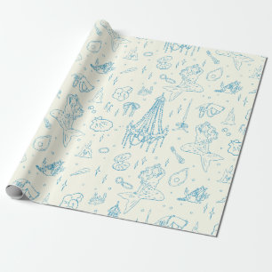 Papier Cadeau Princesse Sirène Fantaisie Océanique Motif Toile B