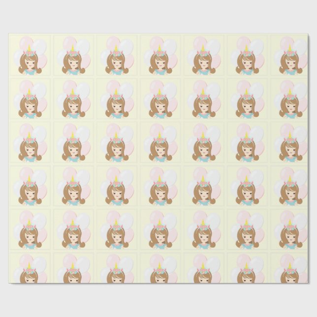 Papier Cadeau Princesse Unicorn (Plat)