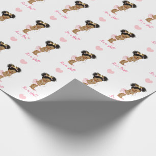 Papier Cadeau Princesse vintage (Bébé afro-américain) rose