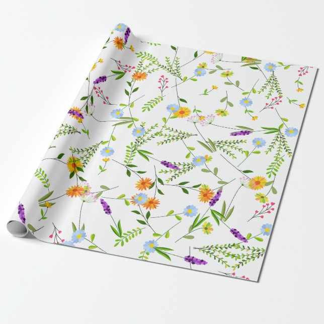 Papier Cadeau Printemps Été Fleurs sauvages (Déroulé)