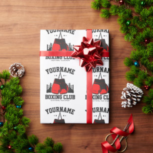 Papier Cadeau Pro Boxer AJOUTER NOM Gants rouges Boxer Ring Trai