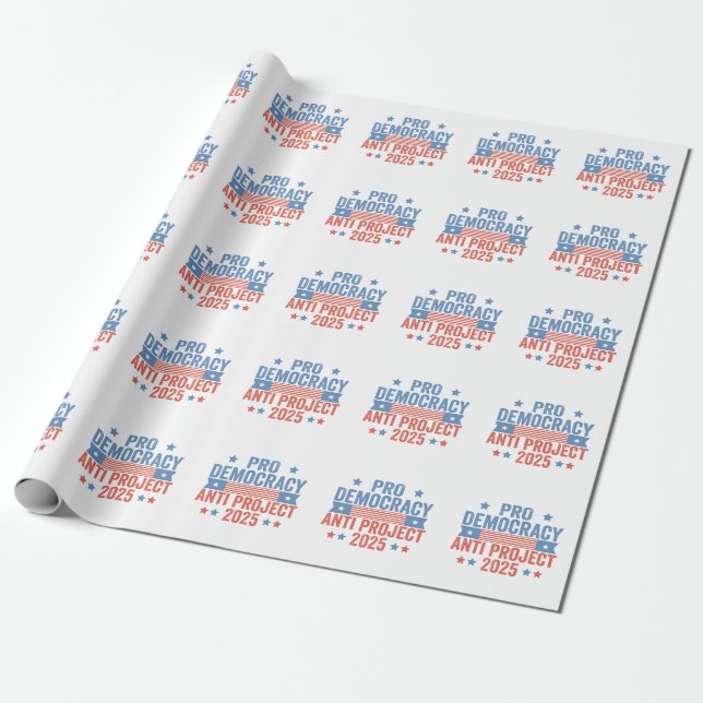 Papier Cadeau Pro Democracy Anti Project 2025 Trump républicain (Déroulé)