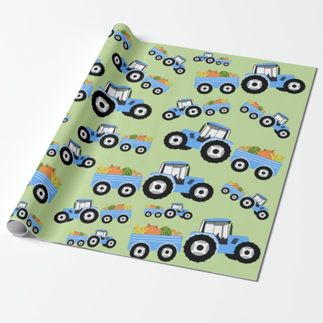 Papier Cadeau Production de Camion Blue Tracteur (Déroulé)