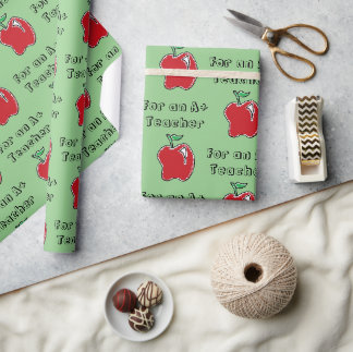 Papier Cadeau Professeur A+ Pomme Rouge École Cartoon Cool