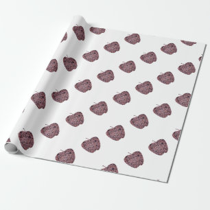 Papier Cadeau Professeur Merci Mosaic Rouge Pomme Appréciation