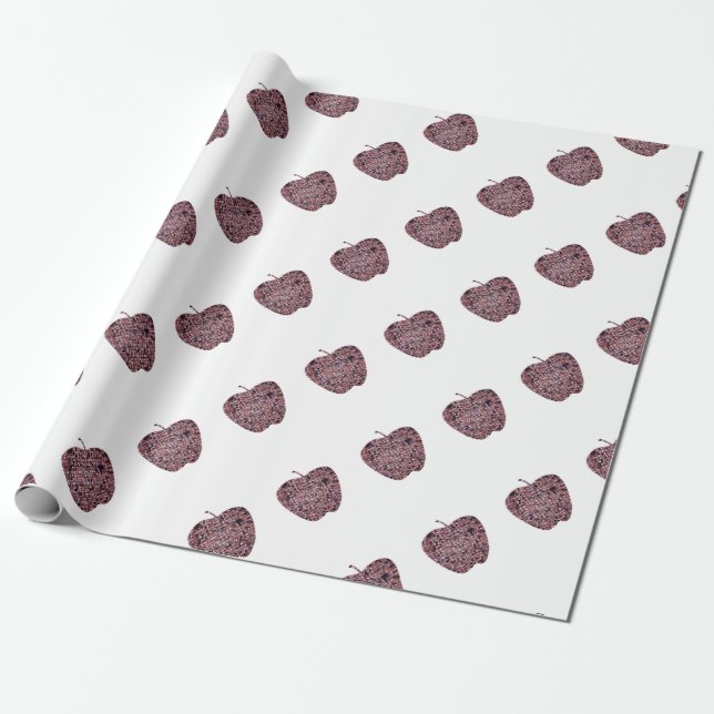 Papier Cadeau Professeur Merci Mosaic Rouge Pomme Appréciation (Déroulé)
