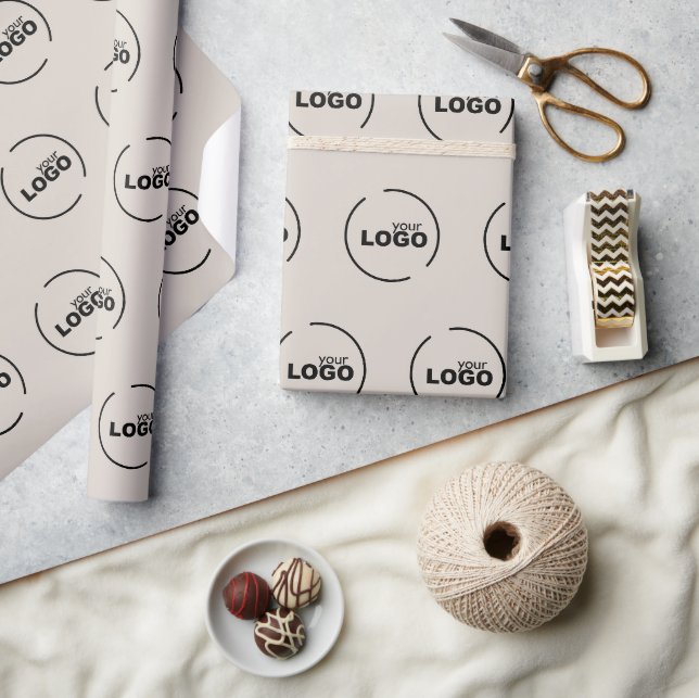 Papier Cadeau Professionnel Moderne Logo d'entreprise Beige (Artisanat)
