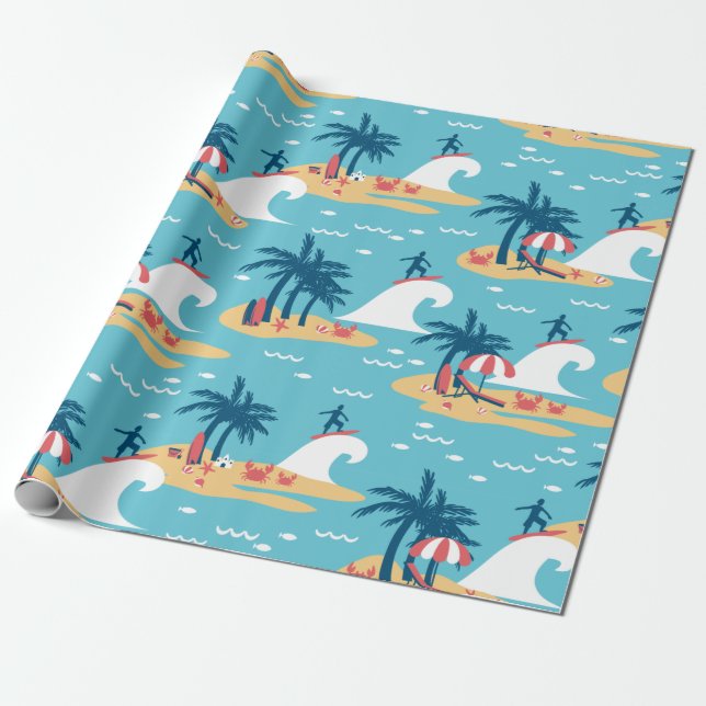 Papier Cadeau Profitez de Blue Surfing dessin (Déroulé)