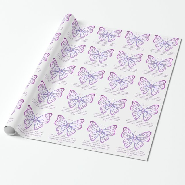 Papier Cadeau Proverbes 3:5,6 Écriture Inspiration Papillon (Déroulé)