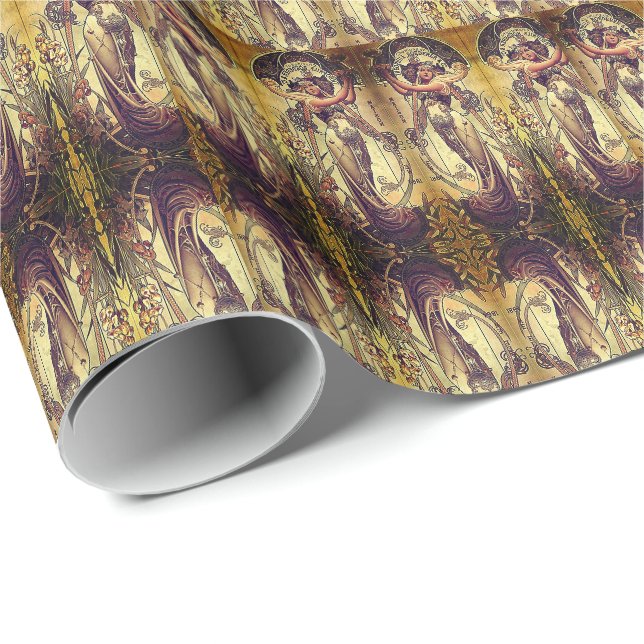 Papier Cadeau Publicité Art nouveau femme élégant Hingre (Coin rond)