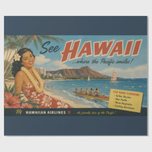 Papier Cadeau Publicité de voyage hawaïen de style vintage