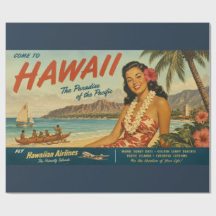 Papier Cadeau Publicité de voyage hawaïenne de style vintage
