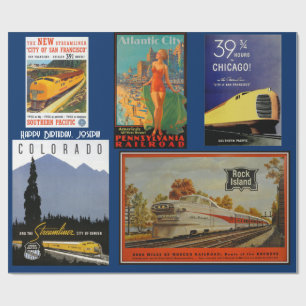Papier Cadeau Publicité ferroviaire vintage