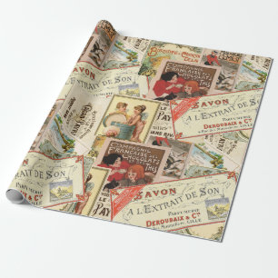 Papier Cadeau Publicité vintage au chocolat français Collage