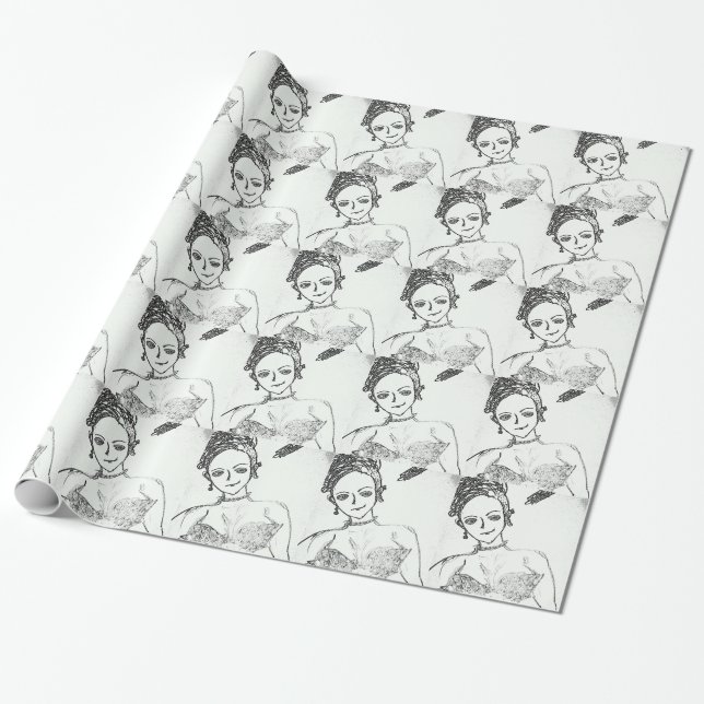 Papier Cadeau punk girl...je ne suis qu'une petite fille américa (Déroulé)
